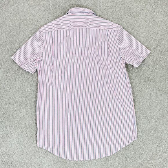 Michael Kors Seersucker Stripe Button Up Shirt Red White Blue Small Short Sleeve - Picture 7 of 11